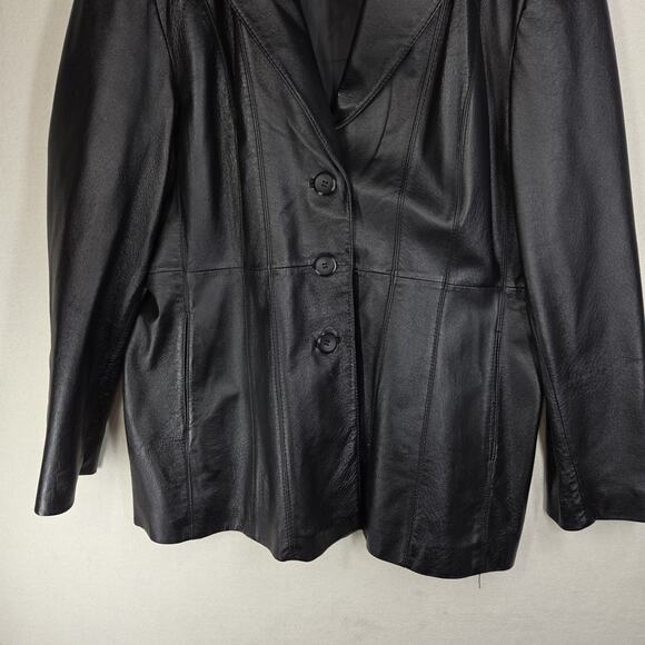 Vtg Colebrook Leather Jacket XL Black Button Designer Soft Party Business - Picture 14 of 16